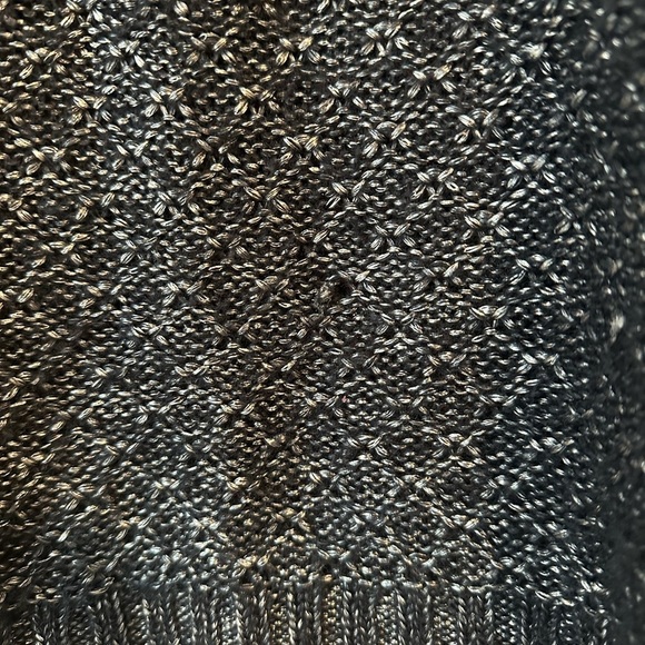 Talbots Metallic Knit Fuzzy Long Sleeve Navy Silver Sweaterer Crew Neck Medium - Picture 8 of 10